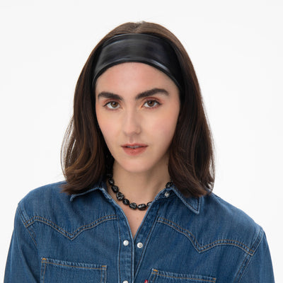Lele Sadoughi HEADBANDS JET AUDREY FAUX LEATHER HEADBAND