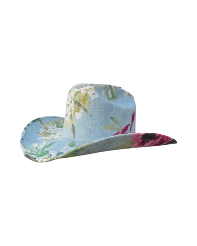 DOLOMITE BLEU FABRIC COVERED COWBOY HAT