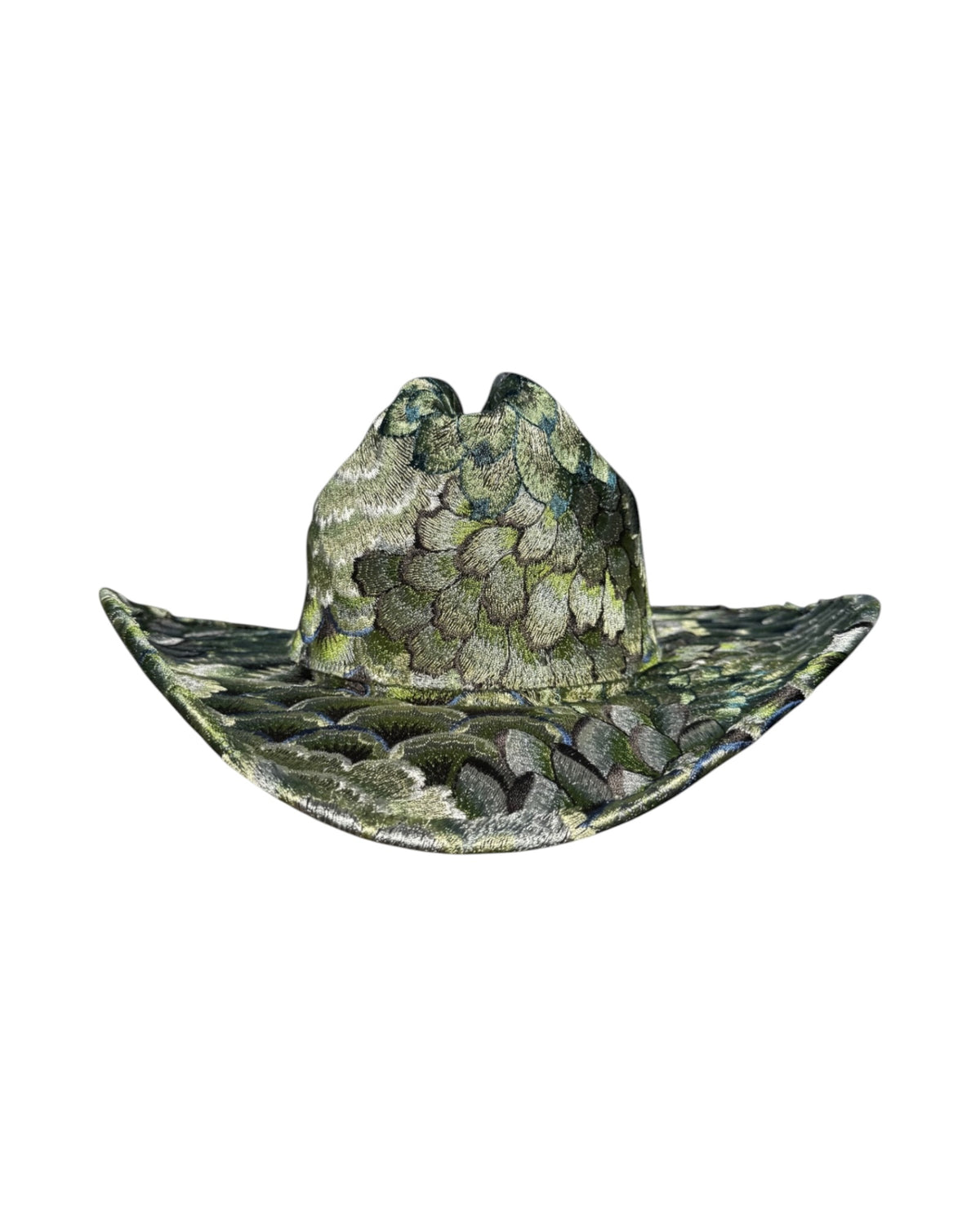 EMERALD PLUME FABRIC COVERED COWBOY HAT