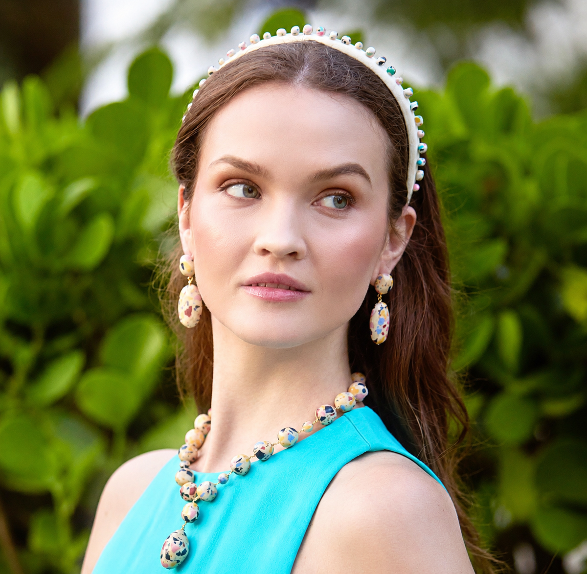 CREAM TERRAZZO GIGI EMBELLISHED  HEADBAND