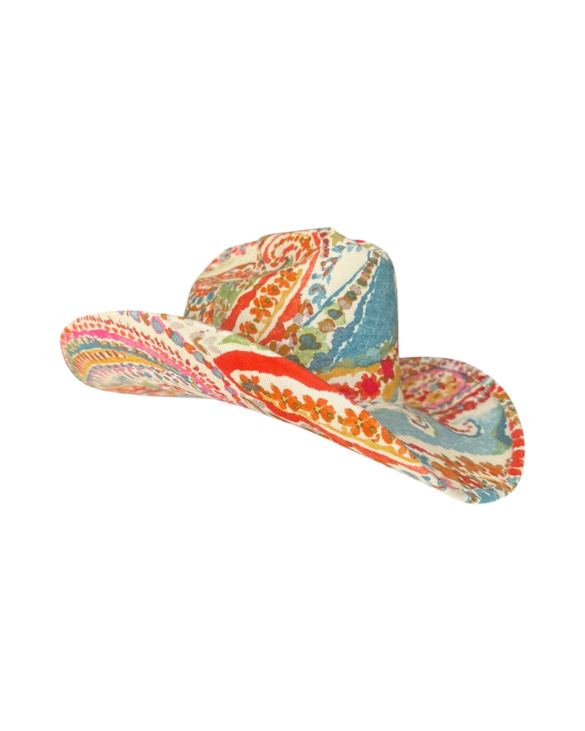 COASTAL PAISLEY FABRIC COVERED COWBOY HAT