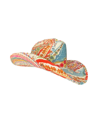 COASTAL PAISLEY FABRIC COVERED COWBOY HAT