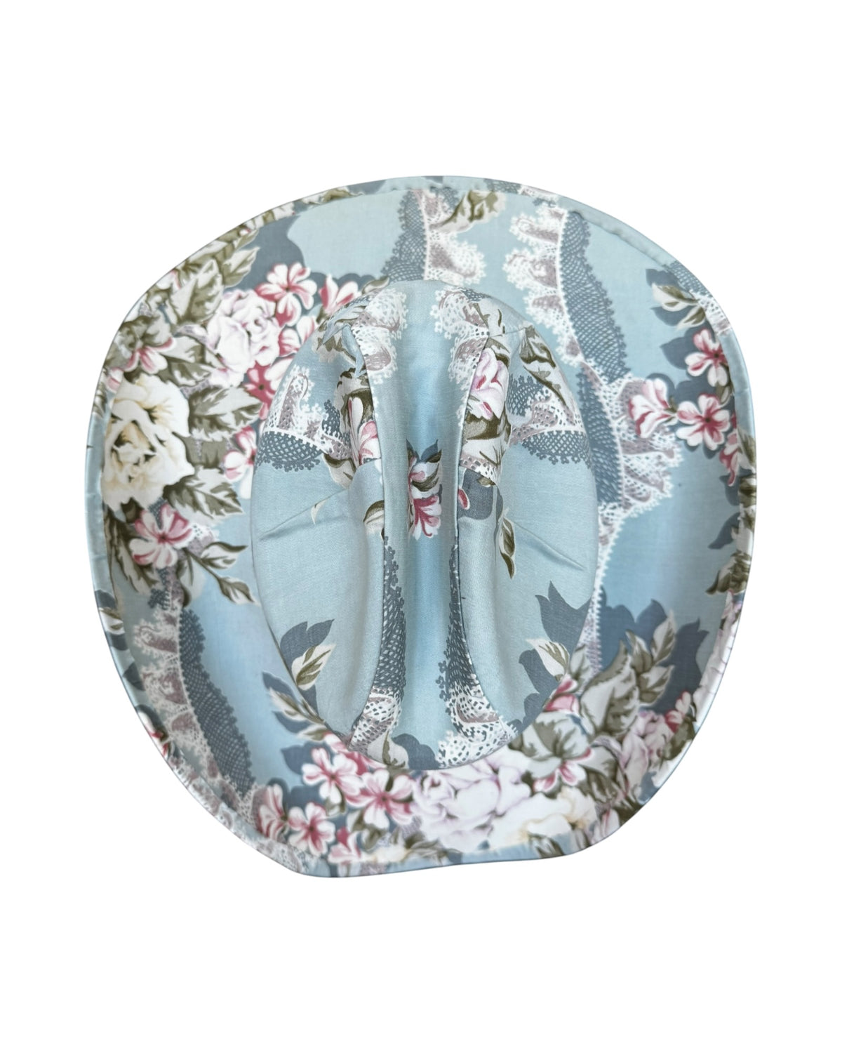 BLEU DRAWING ROOM FABRIC COVERED COWBOY HAT