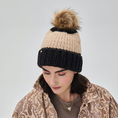 Lele Sadoughi BEANIE JET KHAKI  COLORBLOCK BEANIE