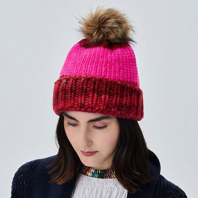 Lele Sadoughi BEANIE SCARLET PINK COLORBLOCK BEANIE