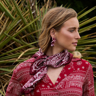 Lele Sadoughi SCARVES MERLOT PAISLEY SQUARE SCARF