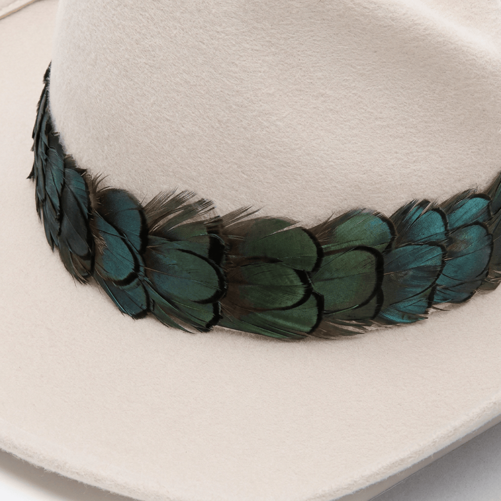 Lele Sadoughi AUTUMN TEAL FEATHER HAT BAND