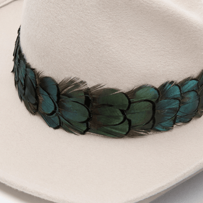Lele Sadoughi AUTUMN TEAL FEATHER HAT BAND