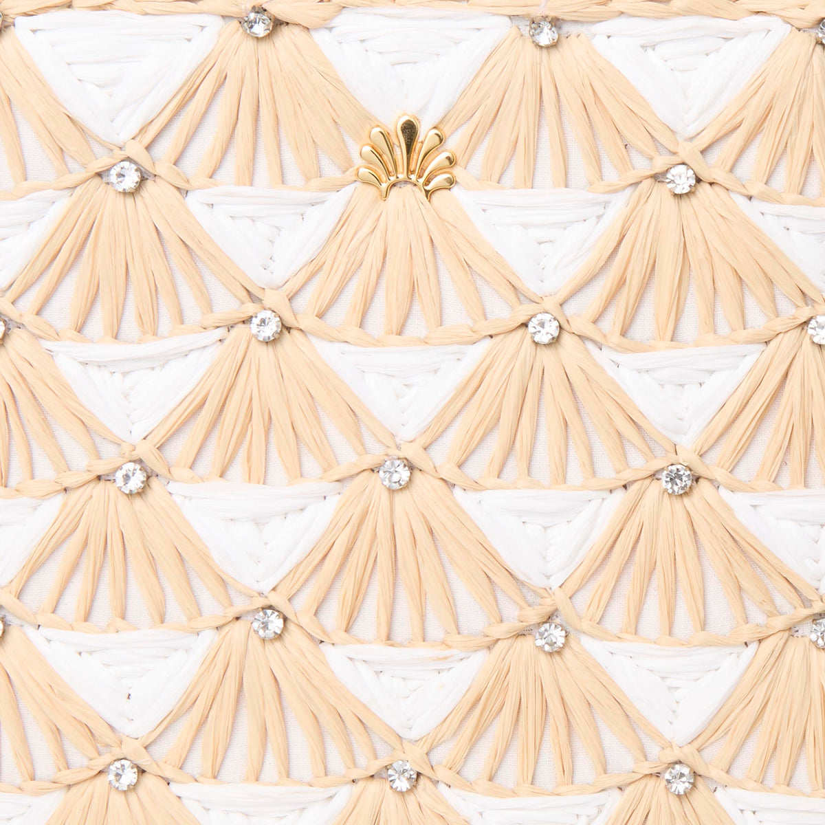 LELE SADOUGHI BAGS IVORY NATURAL MAYA CRYSTAL FAN RAFFIA MINI TOTE