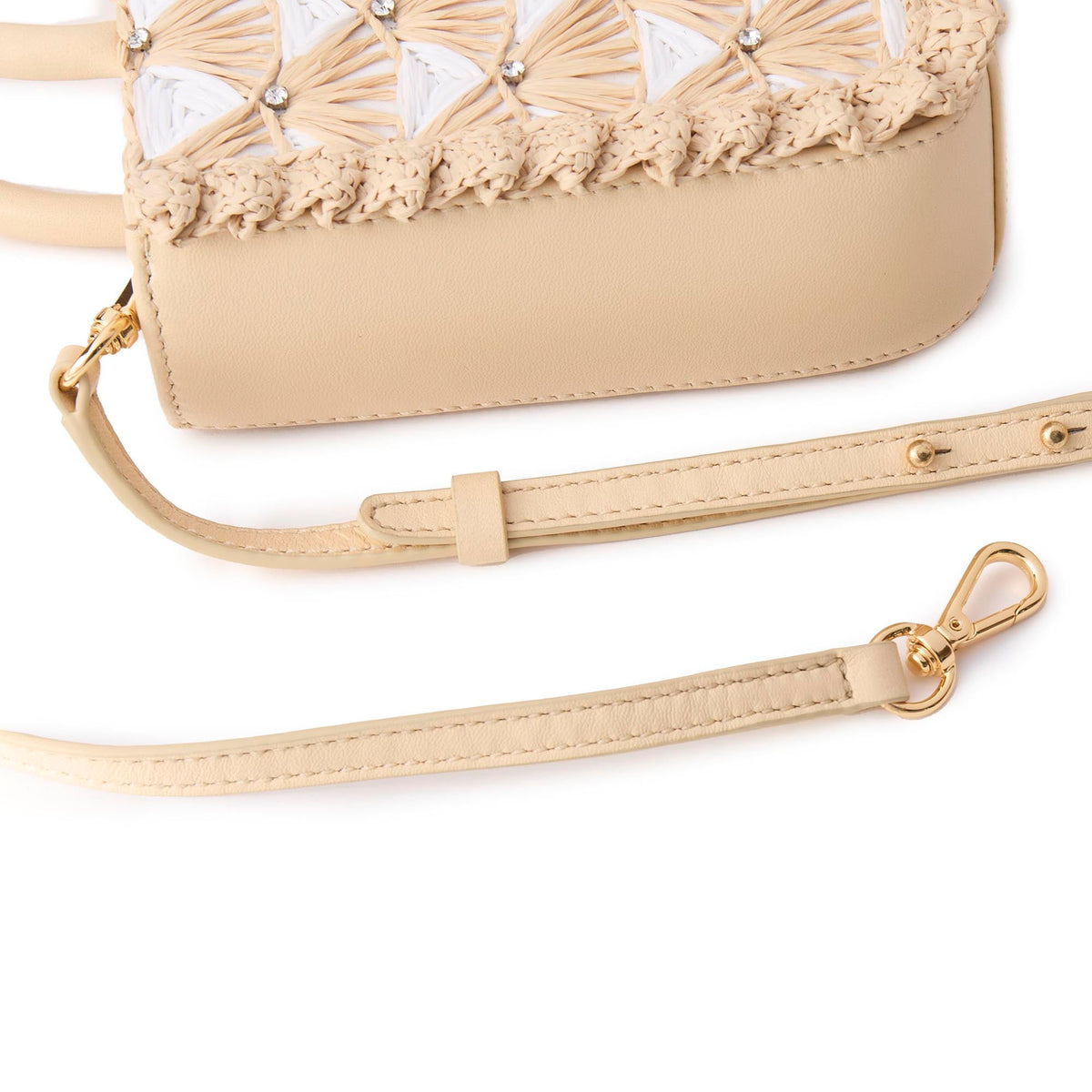 LELE SADOUGHI BAGS IVORY NATURAL MAYA CRYSTAL FAN RAFFIA MINI TOTE