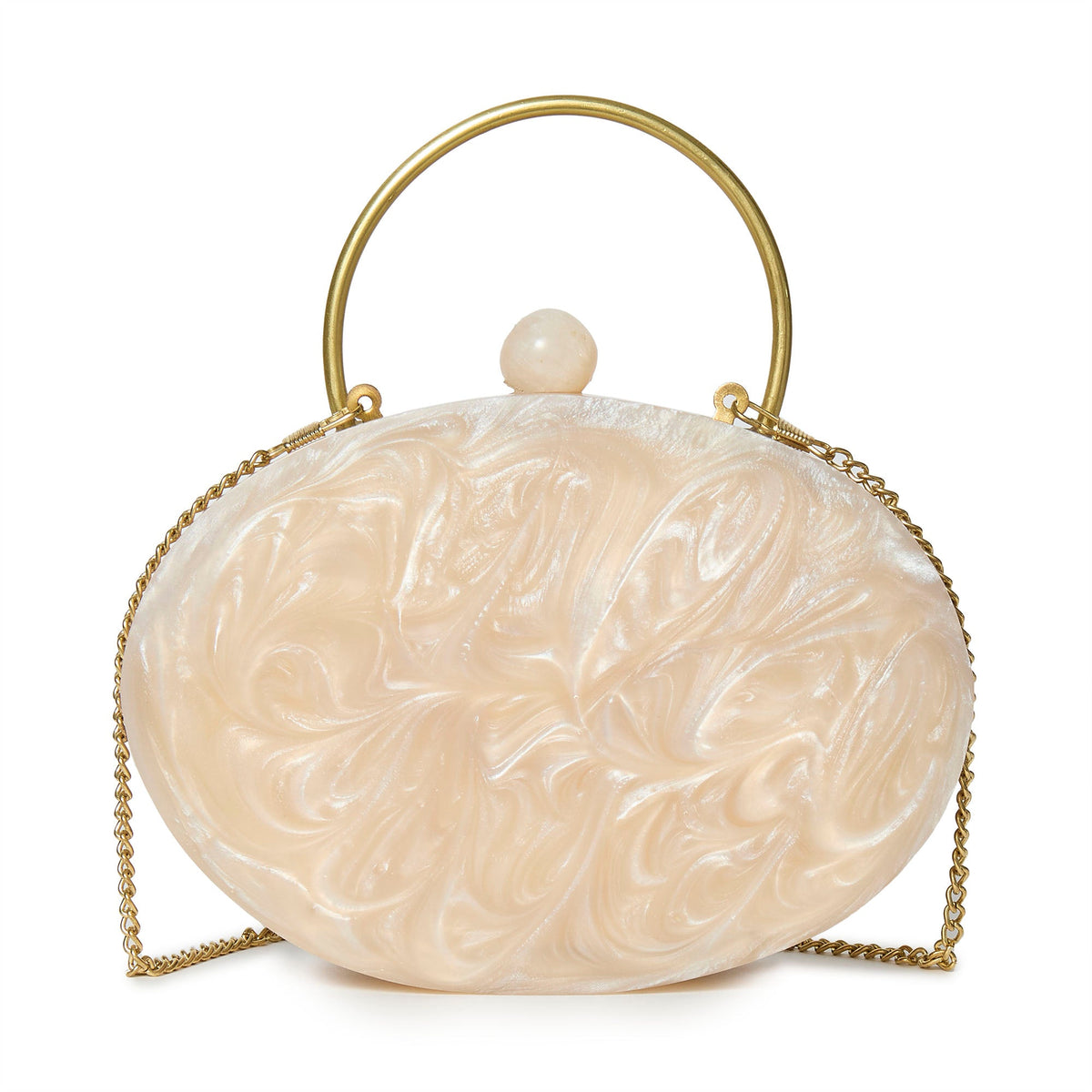 Lele Sadoughi BAGS IVORY PEARL OVAL MINAUDIERE