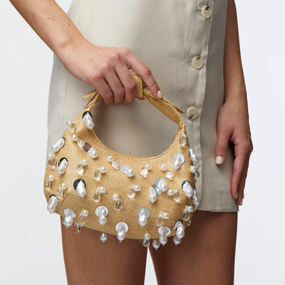 LELE SADOUGHI BAGS NATURAL CLEMENTINE CRESCENT BAG
