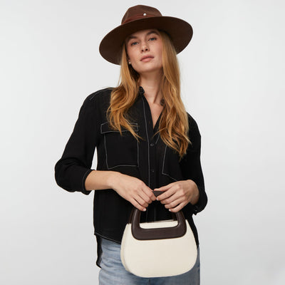 Lele Sadoughi BAGS ONE SIZE CHOCOLATE MACADAMIA CARLA HAIRCALF TOP HANDLE BAG