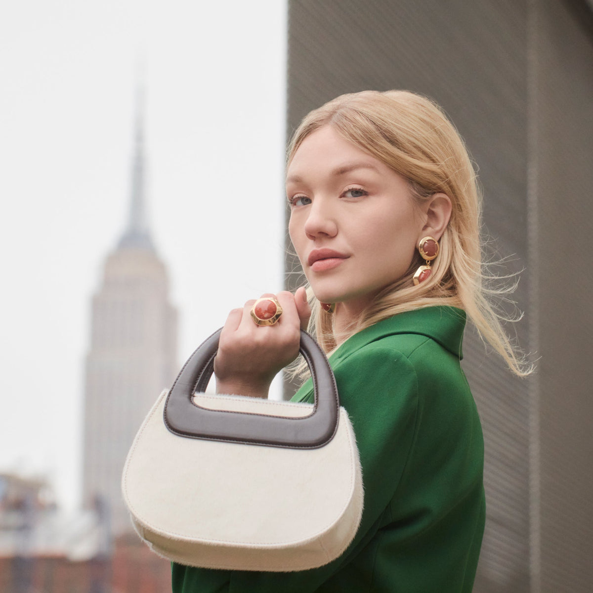 Lele Sadoughi BAGS ONE SIZE CHOCOLATE MACADAMIA CARLA HAIRCALF TOP HANDLE BAG