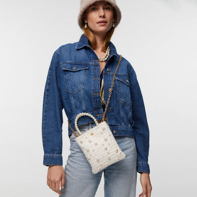 Lele Sadoughi BAGS ONE SIZE IVORY PALOMA PEARL TWEED CROSSBODY