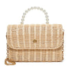 Lele Sadoughi BAGS ONE SIZE NATURAL WICKER TABITHA PEARL TOP HANDLE HANDBAG