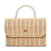 Lele Sadoughi BAGS ONE SIZE NATURAL WICKER TABITHA PEARL TOP HANDLE HANDBAG