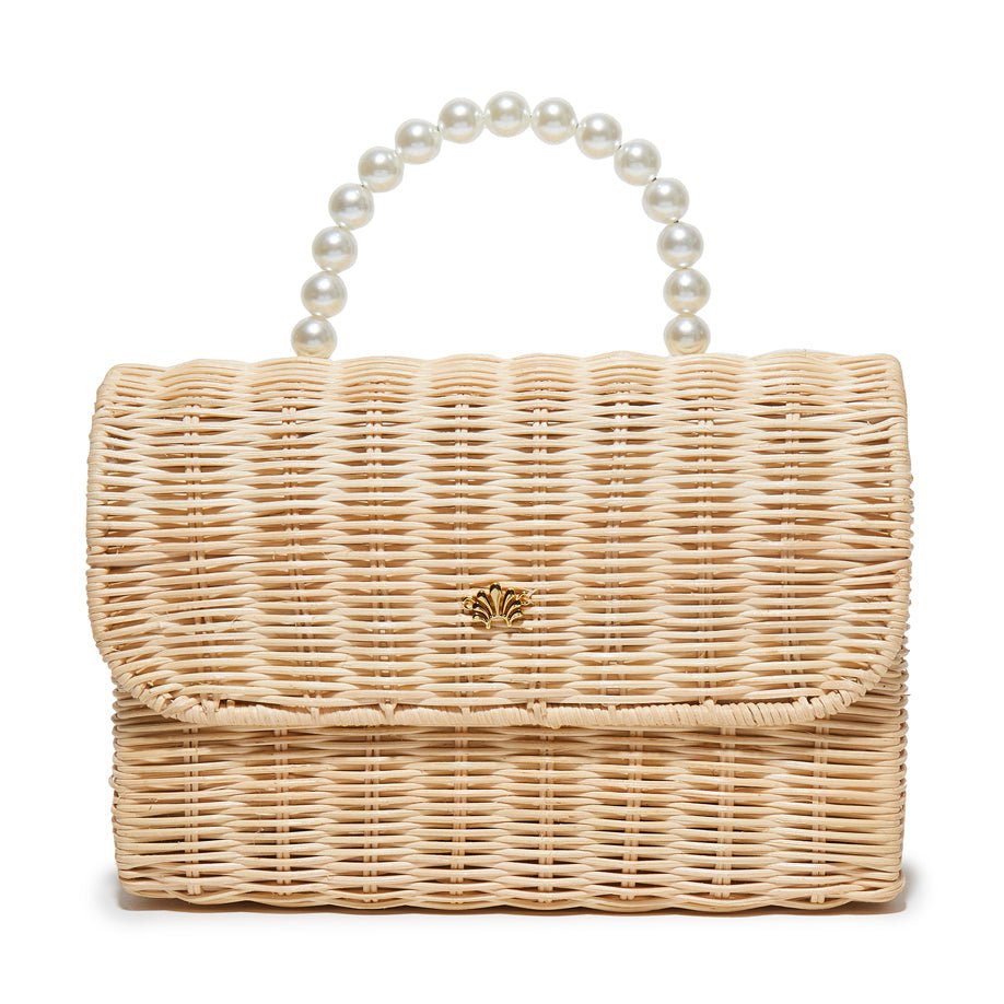 Lele Sadoughi BAGS ONE SIZE NATURAL WICKER TABITHA PEARL TOP HANDLE HANDBAG