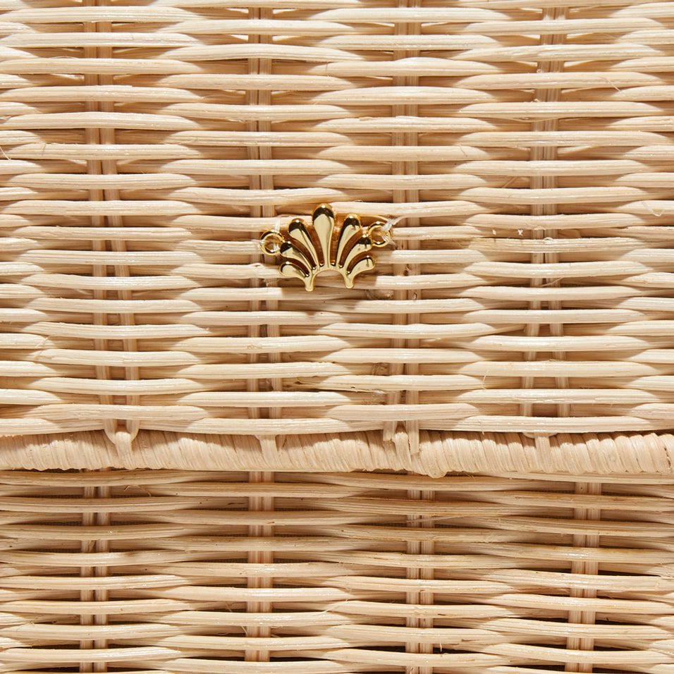 Lele Sadoughi BAGS ONE SIZE NATURAL WICKER TABITHA PEARL TOP HANDLE HANDBAG