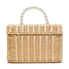 Lele Sadoughi BAGS ONE SIZE NATURAL WICKER TABITHA PEARL TOP HANDLE HANDBAG