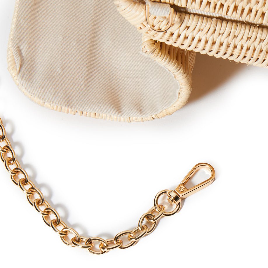 Lele Sadoughi BAGS ONE SIZE NATURAL WICKER TABITHA PEARL TOP HANDLE HANDBAG