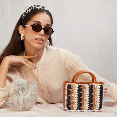 LELE SADOUGHI BAGS NEUTRAL NIGHT MAYA RAFFIA MINI TOTE