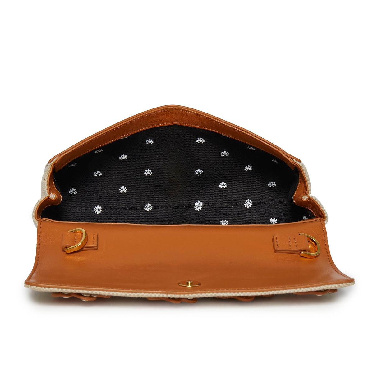 LELE SADOUGHI BAGS *PRE-ORDER* SADDLE BROWN MINI TABITHA FLORAL TOP HANDLE BAG