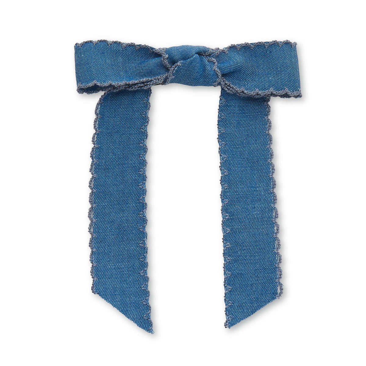 Lele Sadoughi Barrettes DENIM BARDOT SCALLOPED EDGE BOW BARRETTE