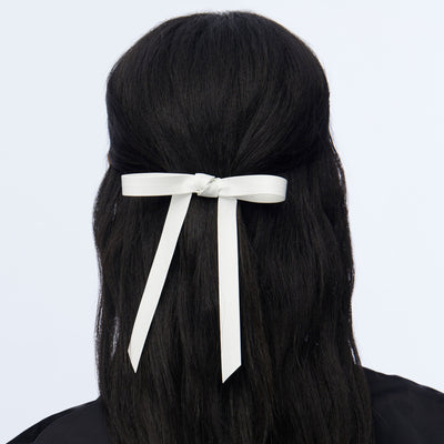 Lele Sadoughi Barrettes IVORY BARDOT FAUX LEATHER BOW BARRETTE