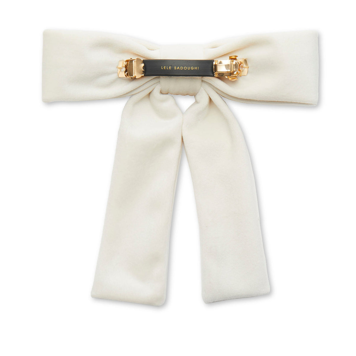Lele Sadoughi Barrettes IVORY VELVET ANTOINETTE BOW BARRETTE