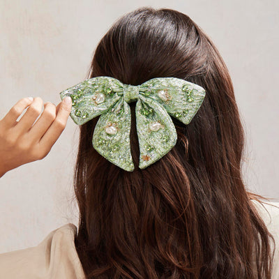 Lele Sadoughi Barrettes JADE LIBBY PEARL EMBELLISHED BOW