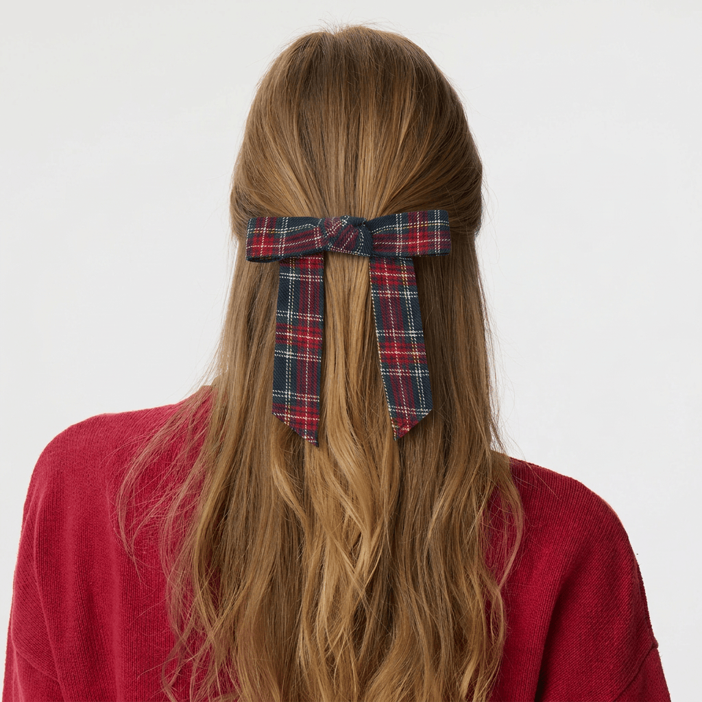Lele Sadoughi BARRETTES NOEL PLAID SHIRLEY BOW BARRETTE