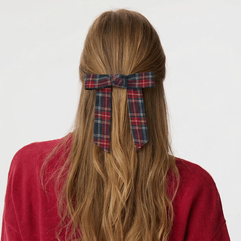 NOEL PLAID SHIRLEY BOW BARRETTE