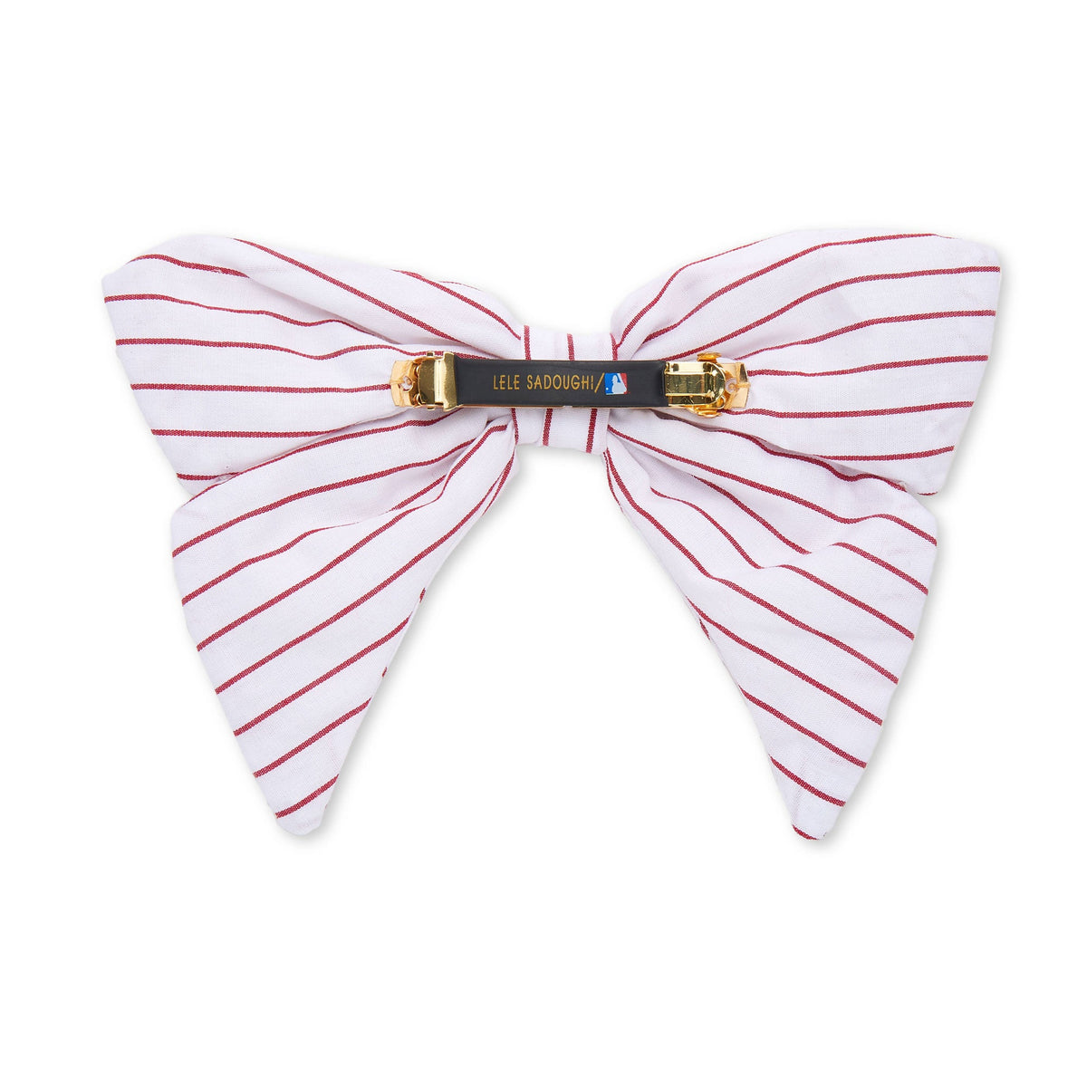 Lele Sadoughi Barrettes RED STRIPE PHILLIES LELE X MLB BOW BARRETTE