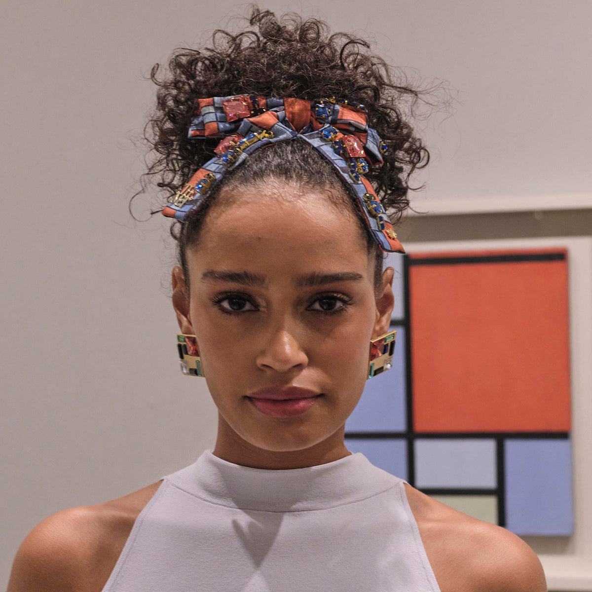 Lele Sadoughi Barrettes THE MET X LELE MONDRIAN COMPOSITION ANTOINETTE EMBELLISHED BOW BARRETTE