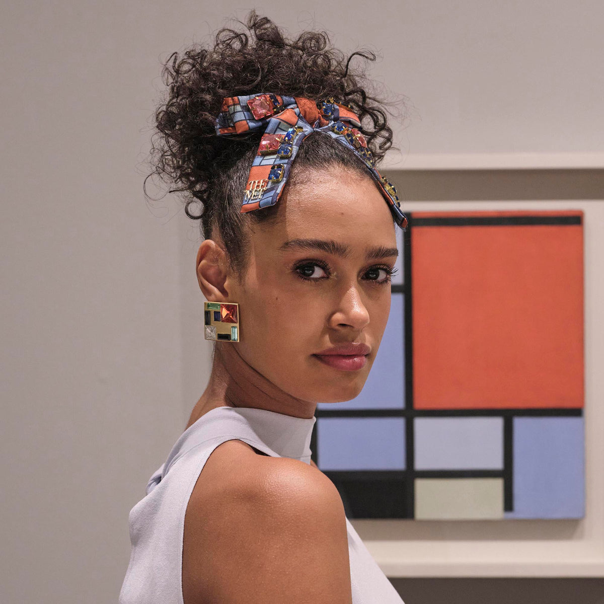 Lele Sadoughi Barrettes THE MET X LELE MONDRIAN COMPOSITION ANTOINETTE EMBELLISHED BOW BARRETTE