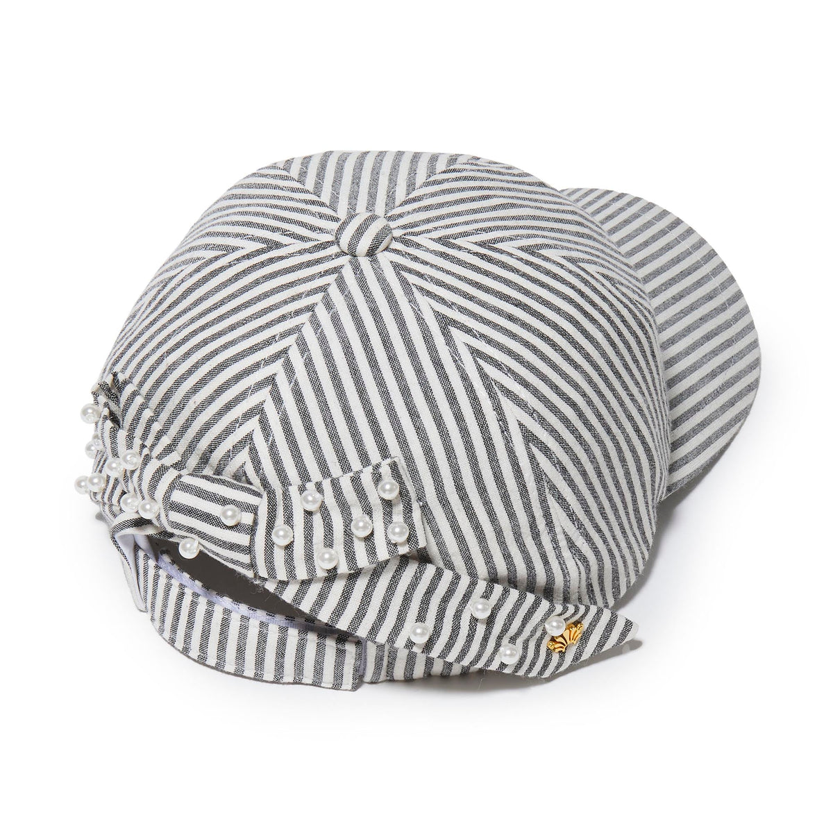 LELE SADOUGHI BASEBALL JET SEERSUCKER BOW EMBELLISHED BASEBALL CAP
