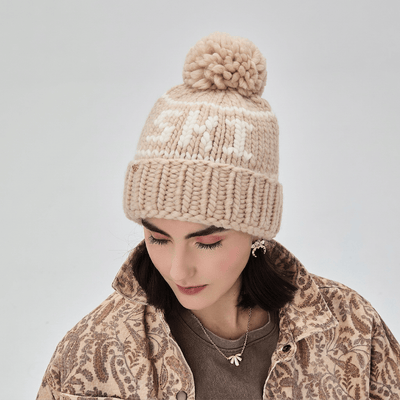 Lele Sadoughi BEANIE ONE SIZE CAMEL SKI BEANIE