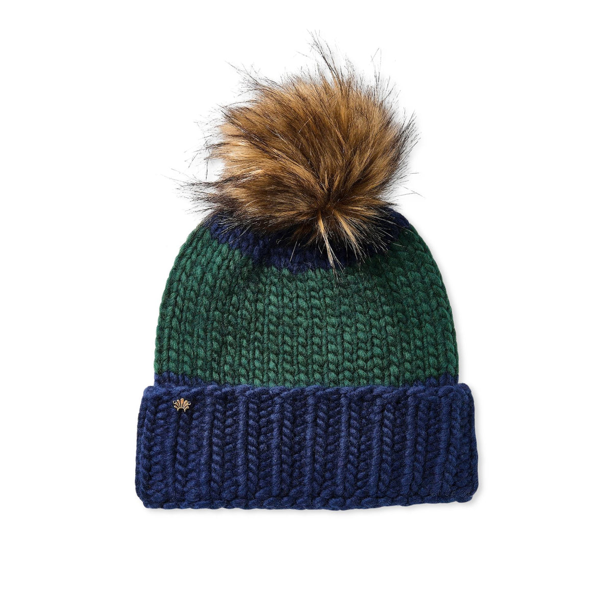 Lele Sadoughi BEANIE HUNTER BLUE COLORBLOCK BEANIE