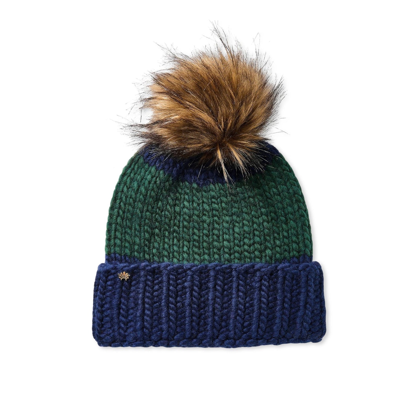 Lele Sadoughi BEANIE HUNTER BLUE COLORBLOCK BEANIE