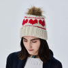 Lele Sadoughi BEANIE IVORY TRIPLE HEARTS BEANIE