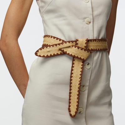 LELE SADOUGHI BELTS CHOCOLATE ADJUSTABLE RAFFIA KNOT BELT