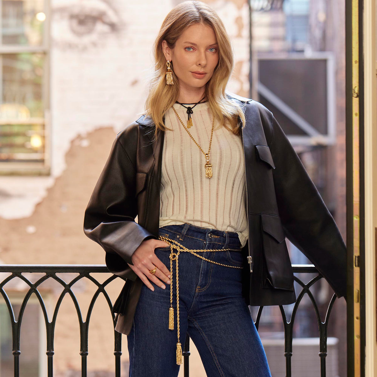 Lele Sadoughi BELTS GOLD CHATEAU ROPE TASSEL BELT