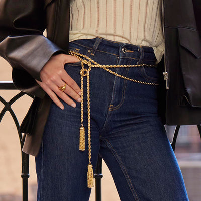 Lele Sadoughi BELTS GOLD CHATEAU ROPE TASSEL BELT