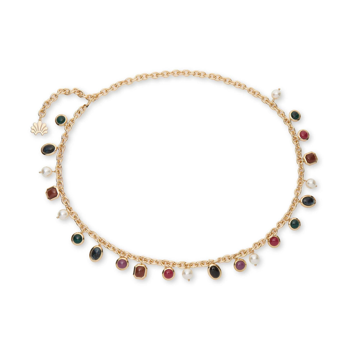 Lele Sadoughi BELTS GOLD JEWEL & PEARL CHARM CHAIN BELT