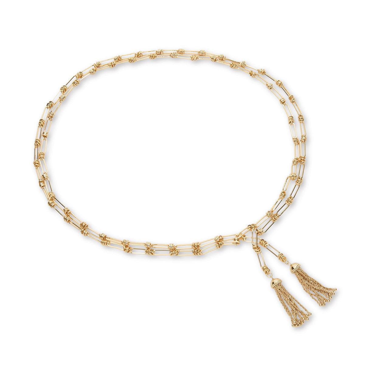 Lele Sadoughi BELTS GOLD PAPERCLIP TASSEL BELT