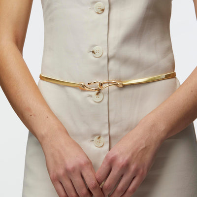 LELE SADOUGHI BELTS GOLD STRETCH CHAIN BELT