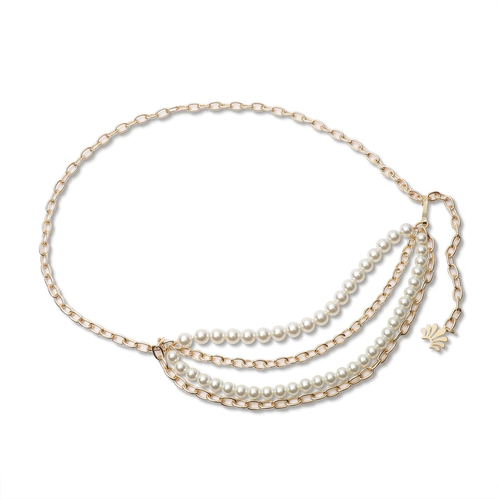 Lele Sadoughi BELTS ONE SIZE GOLD PEARL & CHAIN BELT
