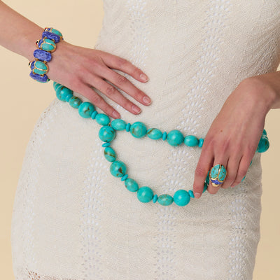Lele Sadoughi BELTS ONE SIZE TURQUOISE AVENTURA CHAIN BELT