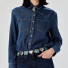Lele Sadoughi BELTS TURQUOISE TRAIL RUFFLE HEART STONE CONCHO BELT